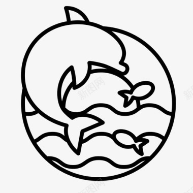 海滩海豚鱼图标图标