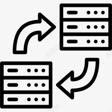 数据传输数据库和云2线性图标图标