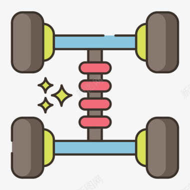 悬架汽车服务31线性颜色图标图标