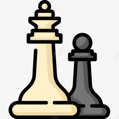 国际象棋自由时间24线颜色图标图标