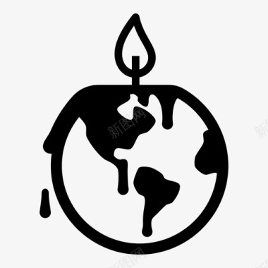 全球变暖燃烧蜡烛图标图标