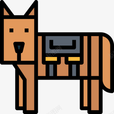 警犬警犬7线性颜色图标图标