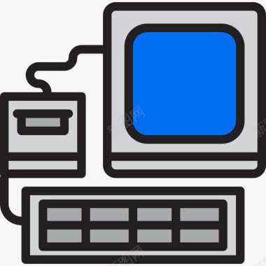 电脑复古小工具7线性颜色图标图标