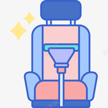座椅洗车线性颜色图标图标