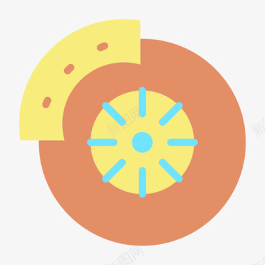 盘式制动器汽车维修34扁平图标图标