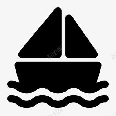船帆船夏季雕文图标图标