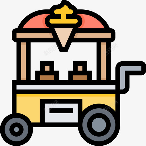 食品车街头食品和食品卡车司机线性颜色图标svg_新图网 https://ixintu.com 卡车 司机 线性 街头 颜色 食品