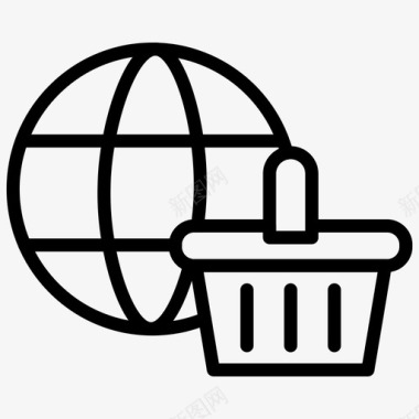 购物篮电子商务全球市场图标图标