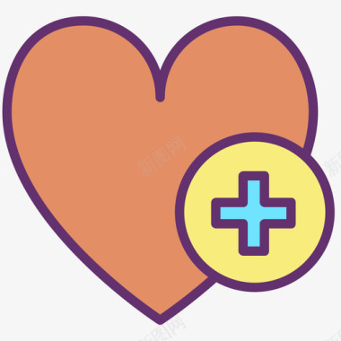 心脏保健13线性颜色图标图标