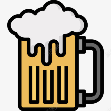 啤酒杯派对65线性颜色图标图标