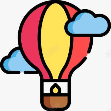 热气球嘉年华35线性颜色图标图标