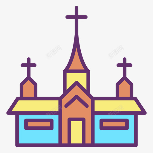 教堂建筑69线性颜色图标svg_新图网 https://ixintu.com 建筑69 教堂 线性颜色