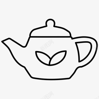 茶壶水壶咖啡店轮廓图标图标