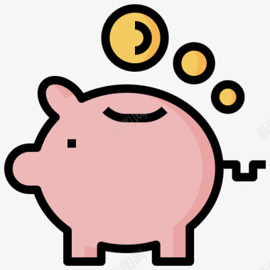 小猪存钱罐会计10线颜色图标图标