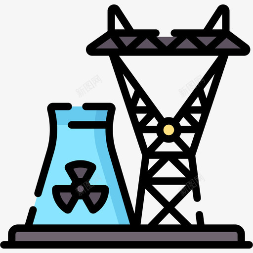 核电厂核7线性颜色图标svg_新图网 https://ixintu.com 核电 电厂 线性 颜色