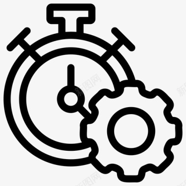 时间设置带齿轮的时钟首选项图标图标