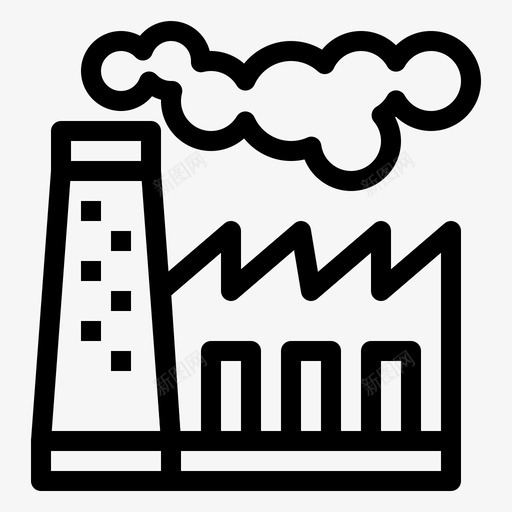 工厂污染烟雾图标svg_新图网 https://ixintu.com 工厂 污染 污染线 烟雾 生产