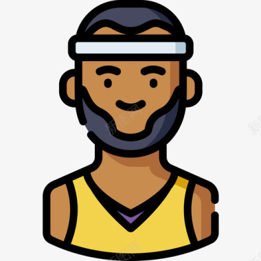 篮球运动员体育头像14线性颜色图标图标