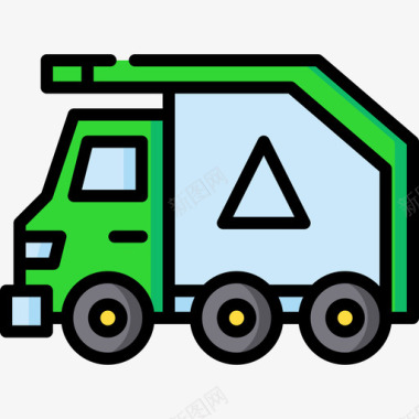 垃圾车城市生活17线性颜色图标图标