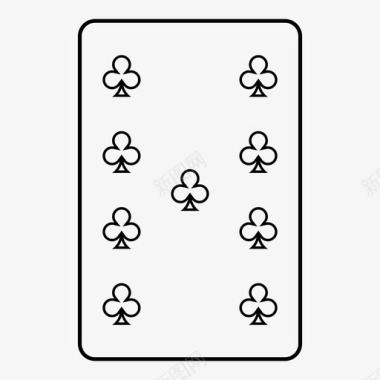 9个俱乐部手扑克图标图标