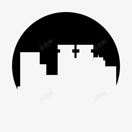 天际线建筑城市图标svg_新图网 https://ixintu.com 城市 城市圈形状 塔楼 天际线 市中心 建筑