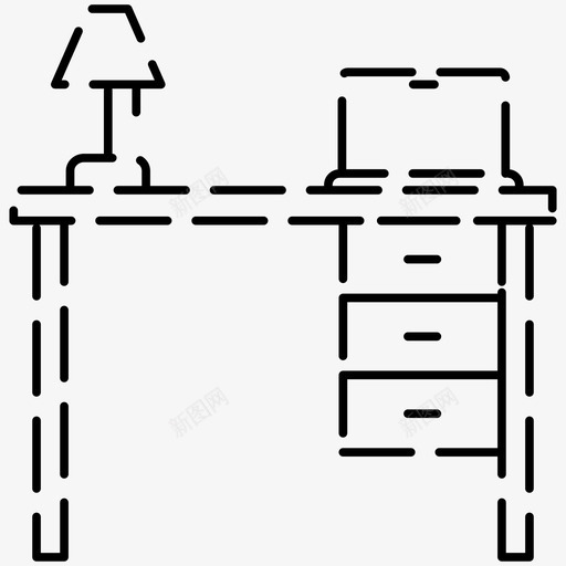 书桌抽屉家具图标svg_新图网 https://ixintu.com 书桌 图标 家具 抽屉 电脑 笔记本 虚线