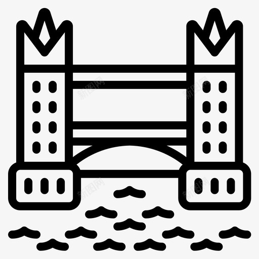 塔桥地标和纪念碑直线型图标svg_新图网 https://ixintu.com 地标 塔桥 直线 纪念碑 线型