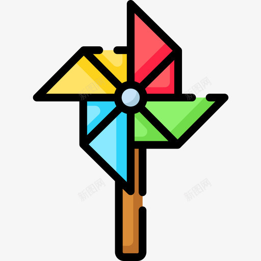 风车儿童玩具23线性颜色图标svg_新图网 https://ixintu.com 儿童玩具 线性 颜色 风车