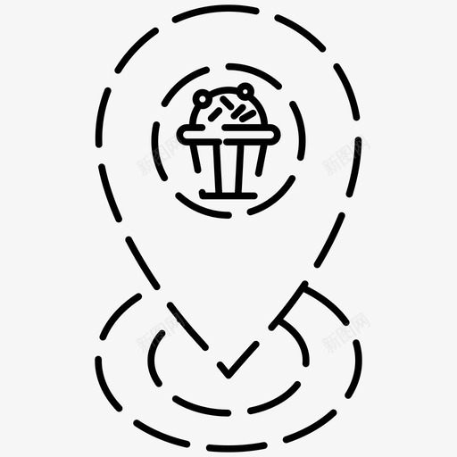 糕点店位置标记地图针图标svg_新图网 https://ixintu.com 位置标记 咖啡店虚线图标 地图针 糕点店 糕点店位置