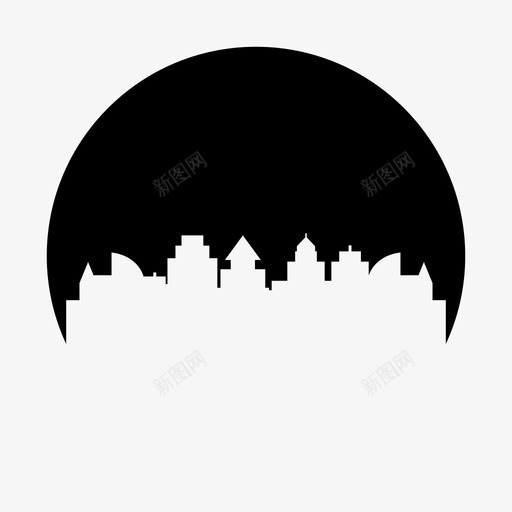 天际线建筑城市图标svg_新图网 https://ixintu.com 办公室 城市 城市圈形状 天际线 建筑