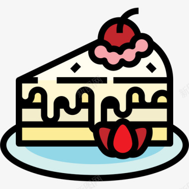 蛋糕面包店76线性颜色图标图标