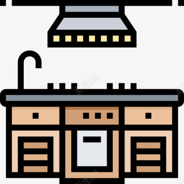 厨房餐厅53线性颜色图标图标
