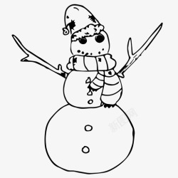 素描雪人矢量图雪人圣诞节素描图标高清图片
