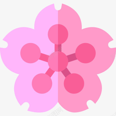 樱花花和植物3平坦图标图标