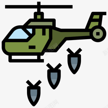 直升机核元素3线性颜色图标图标