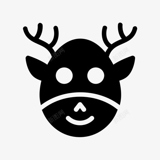 驯鹿动物圣诞节图标svg_新图网 https://ixintu.com 动物 圣诞线条雕文 圣诞老人 圣诞节 脸 驯鹿