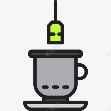 茶咖啡54线性颜色图标图标