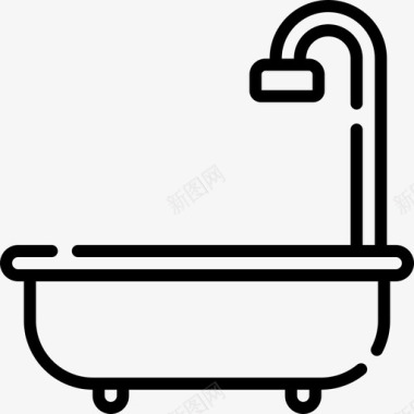 浴缸家具30线性图标图标
