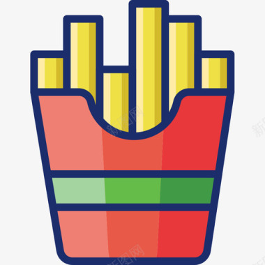 薯条食品饮料7原色图标图标