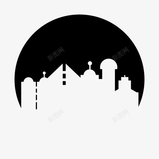 城市建筑天际线图标svg_新图网 https://ixintu.com 城市 城市圈形状 城镇 天际线 建筑