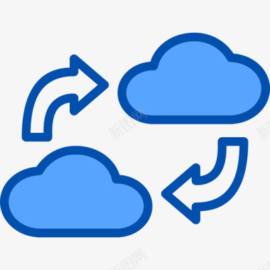 传输数据库和云蓝色图标图标