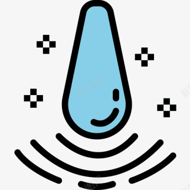 水滴水疗18线性颜色图标图标