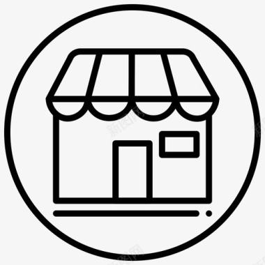 购物中心商店购物和电子商务2线图标图标