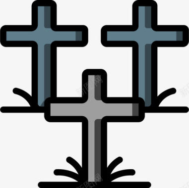十字架纪念日4直线颜色图标图标