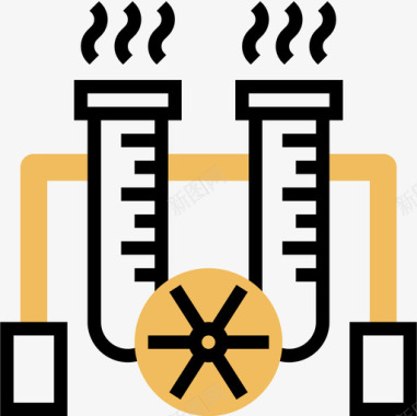 化学物质核5黄色阴影图标图标