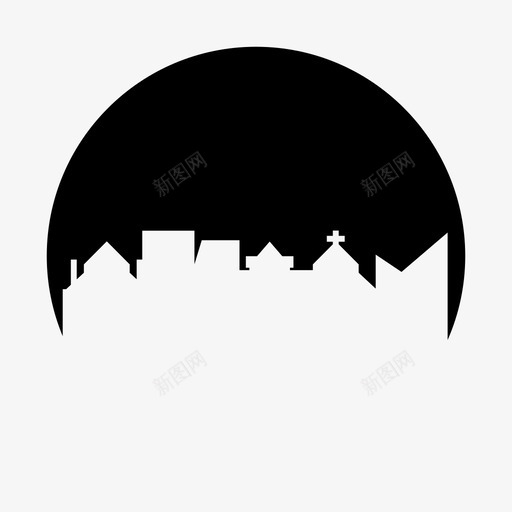 天际线建筑城市图标svg_新图网 https://ixintu.com 办公室 城市 城市圈形状 天际线 建筑
