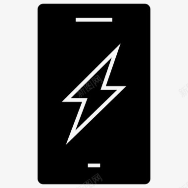 智能手机充电电池充电能量暗图标图标