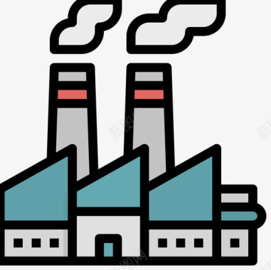 工厂9月能源4号线性颜色图标图标