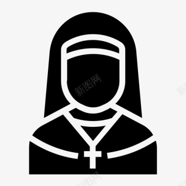 天主教修女传教士牧师图标图标
