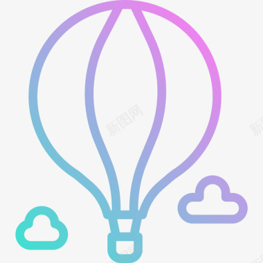 热气球八月交通5号梯度图标图标